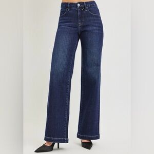 Mid-Rise Dark Indigo straight Wide-Leg Jeans for Women